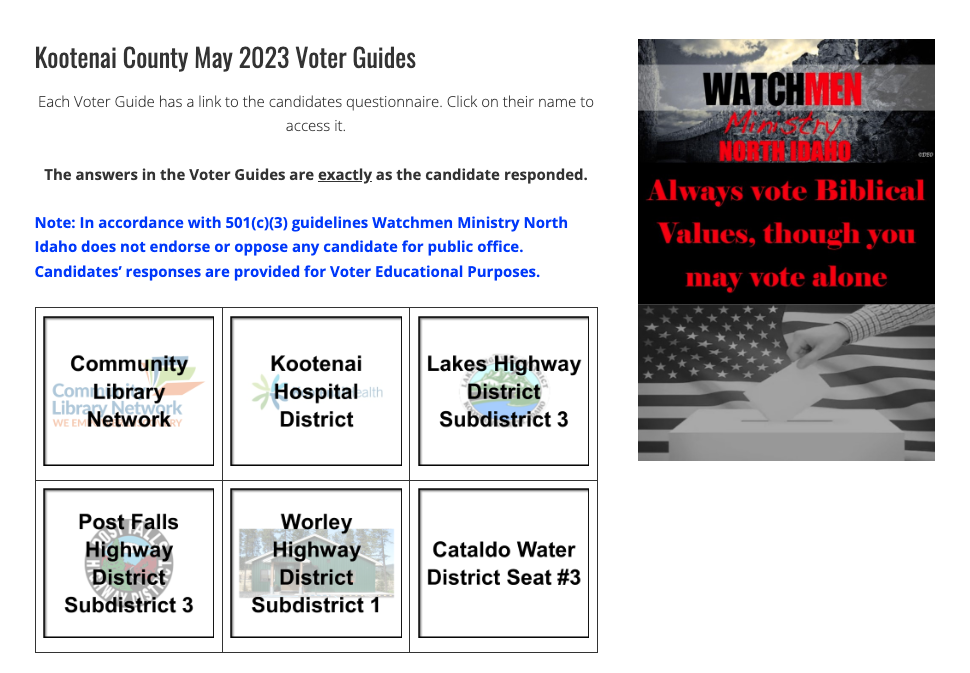 Kootenai County Voter Guides