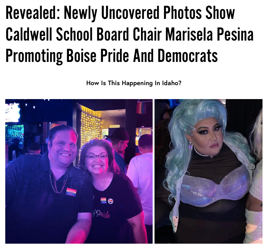 (Left) Marisela Pesina with Democrat David Roth (Right) Miguel Pesina in Drag
