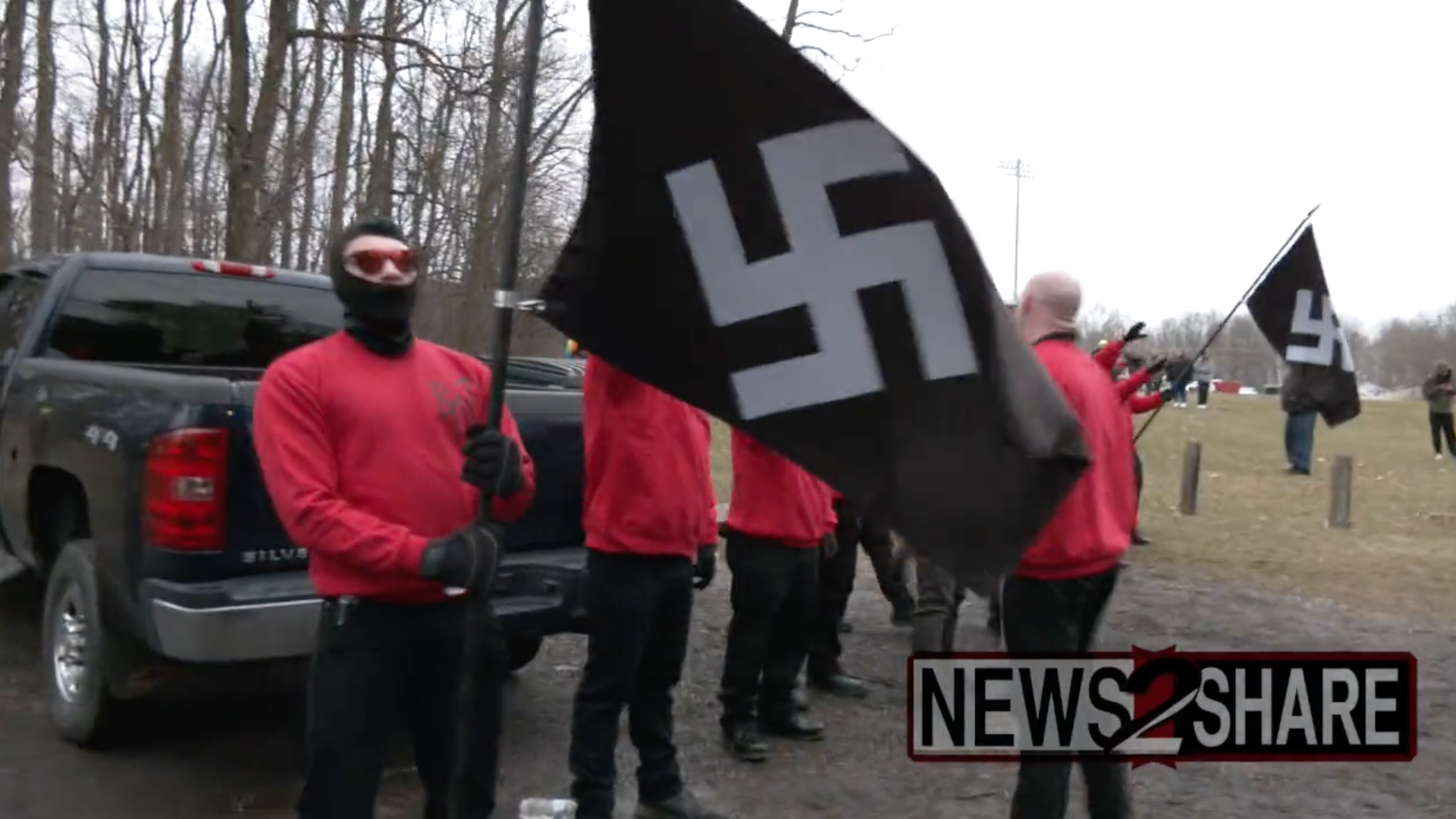 Members of the Brand New, never before heard of Neo-Nazi group “Blood Tribe.”