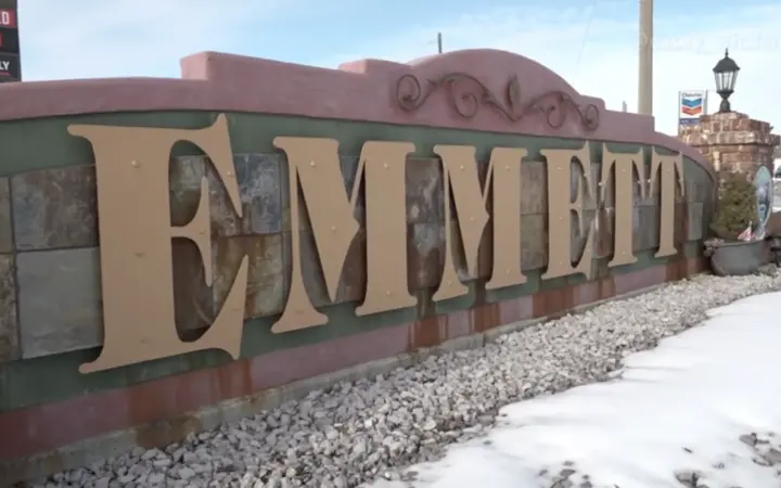 The Emmett city sign in Gem County, Idaho